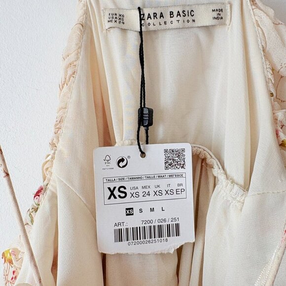 Zara Floral Sequin Ruffle Midi Halterneck Midi Dress NWT Size XS - Picture 8 of 9